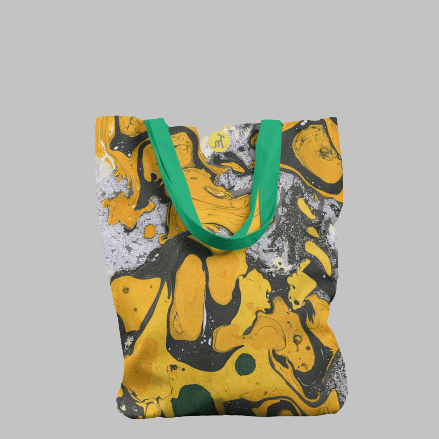 Geanta Handmade Tote Liner Captusit, Mulewear, Abstract Cer Instelat Galben la Apus, Multicolor, 45x37 cm fotografia produsului View 2 L