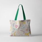 Geanta Handmade Tote Fatty cu Captuseala, Abstract Forme Desen de Copii, Multicolor, 37 x 45 cm fotografia produsului View 5 S