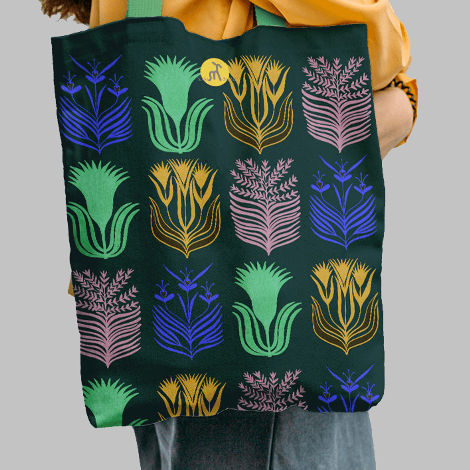 Geanta Handmade Tote Liner Captusit, Mulewear, Botanic Flori de pe Marte, Multicolor, 45x37 cm fotografia produsului
