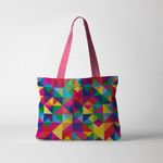 Geanta Handmade Tote Fatty cu Captuseala, Abstract Rubix Cube, Multicolor, 37 x 45 cm fotografia produsului View 3 S