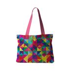 Geanta Handmade Tote Fatty cu Captuseala, Abstract Rubix Cube, Multicolor, 37 x 45 cm fotografia produsului