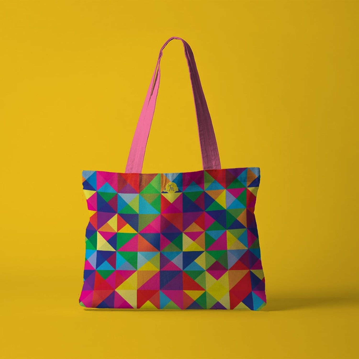 Geanta Handmade Tote Fatty cu Captuseala, Abstract Rubix Cube, Multicolor, 37 x 45 cm fotografia produsului View 5 L
