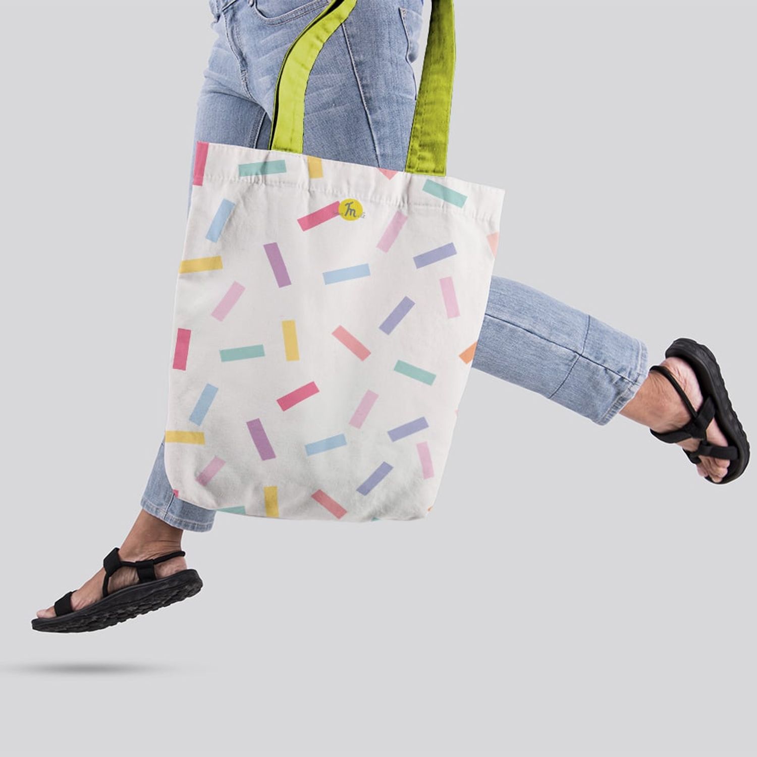 Geanta Handmade Tote Liner cu Captuseala, Abstract Confetti, Multicolor, 45x37 cm fotografia produsului View 2 L