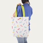 Geanta Handmade Tote Liner cu Captuseala, Abstract Confetti, Multicolor, 45x37 cm fotografia produsului View 6 S