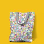 Geanta Handmade Tote Liner cu Captuseala, Abstract Abundenta de Triunghiuri Subtile, Multicolor, 45x37 cm fotografia produsului View 4 S