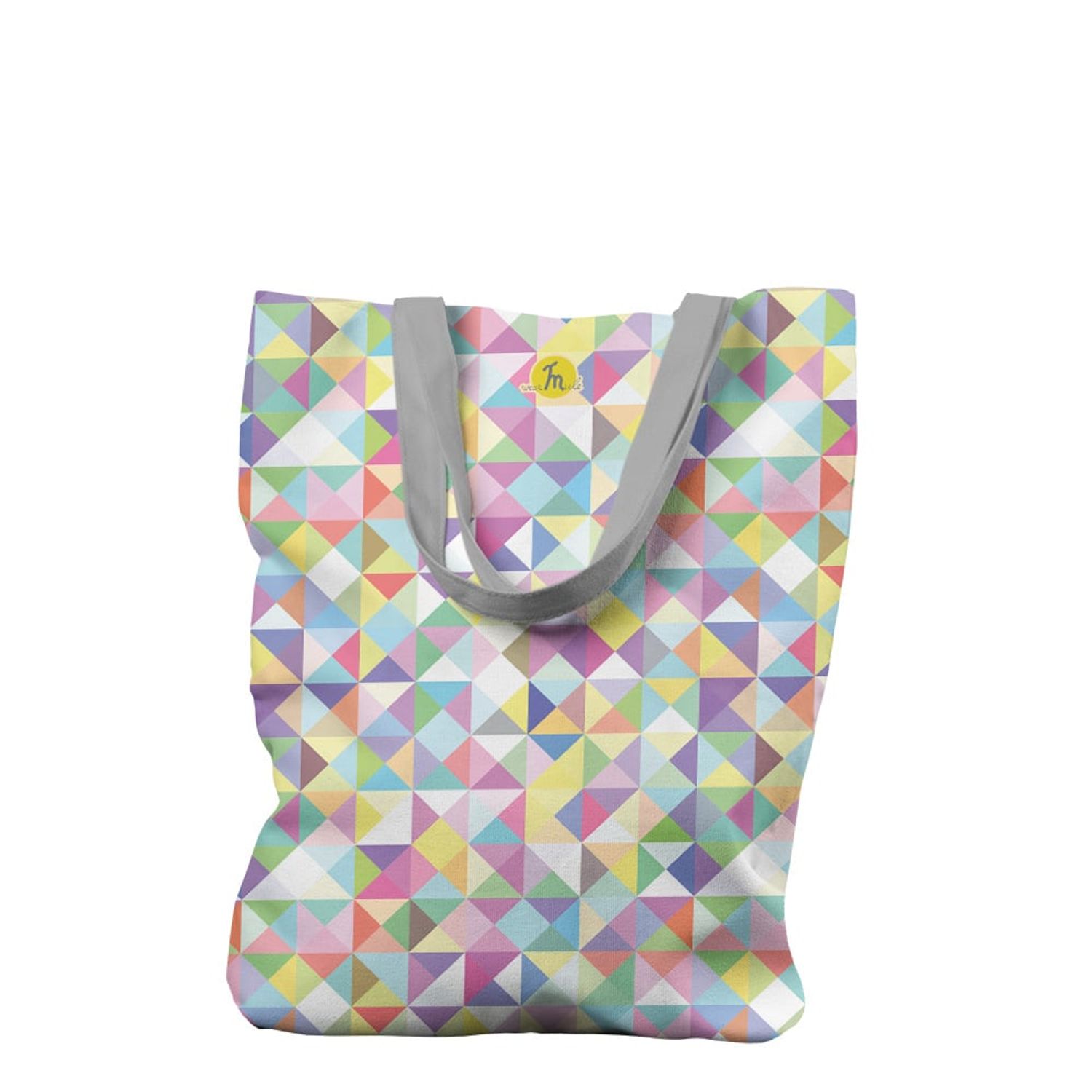 Geanta Handmade Tote Liner cu Captuseala, Abstract Abundenta de Triunghiuri Subtile, Multicolor, 45x37 cm fotografia produsului
