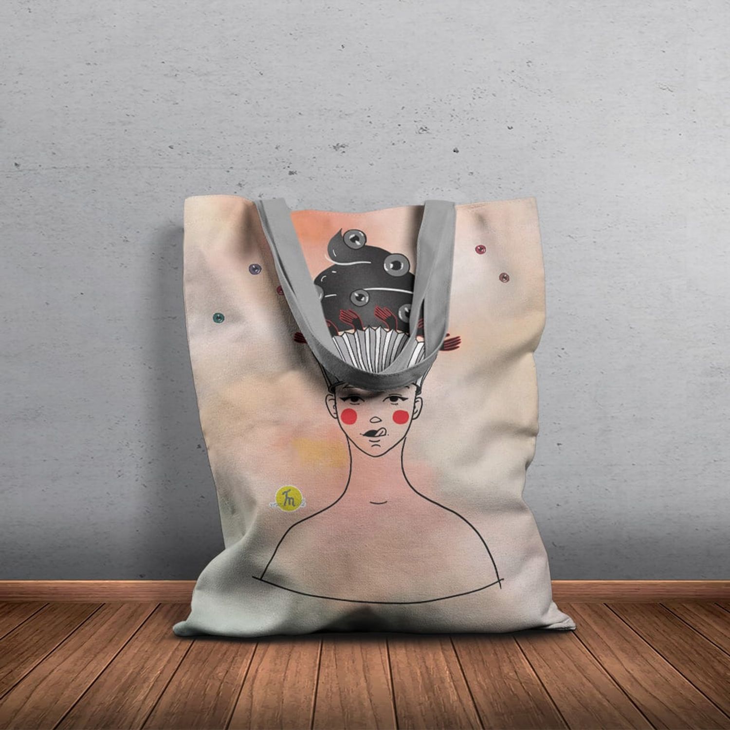Geanta Handmade Tote Basic, Culinar Dulciuri Ma Gandesc la Briose, Multicolor, 43x37 cm fotografia produsului View 3 L