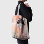 Geanta Handmade Tote Basic, Culinar Dulciuri Ma Gandesc la Briose, Multicolor, 43x37 cm fotografia produsului View 4 S