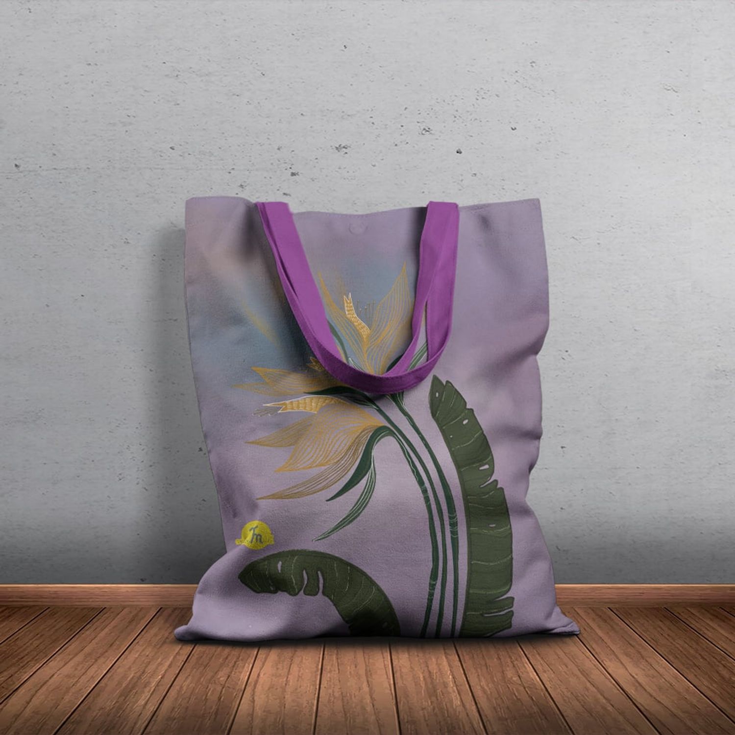 Geanta Handmade Tote Basic, Botanic Floare Neptuniana, Multicolor, 43x37 cm fotografia produsului View 4 L