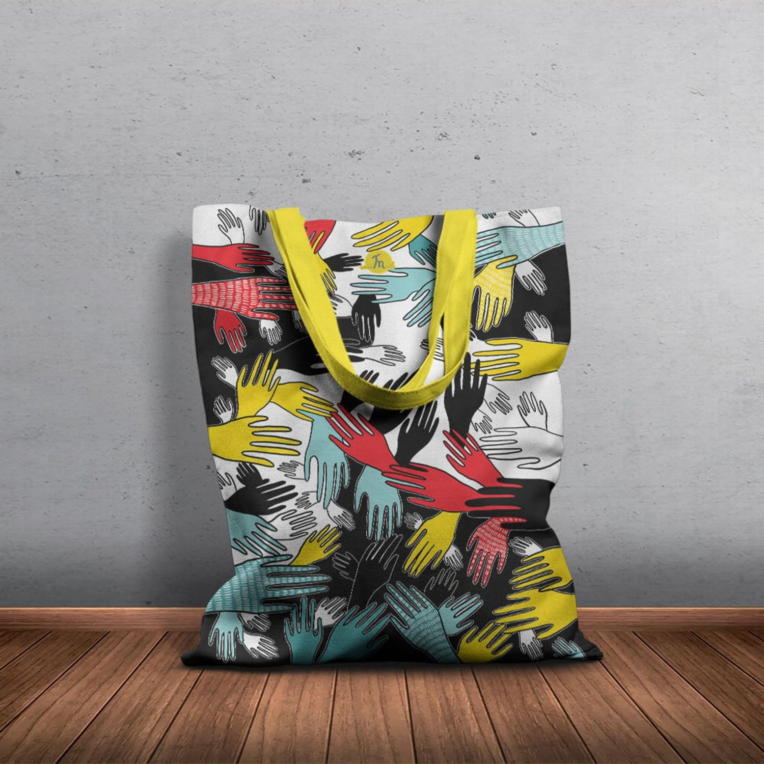 Geanta Handmade Tote Basic, Aglomeratie Urbana, Multicolor, 43x37 cm fotografia produsului View 3 L