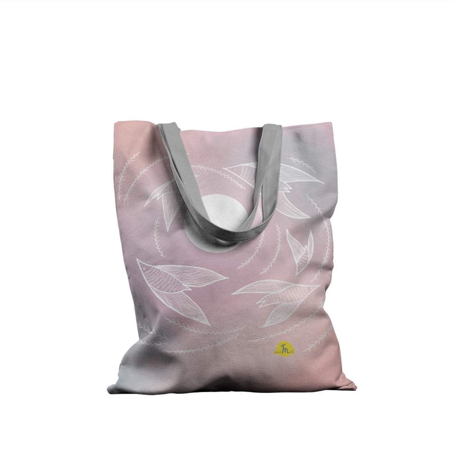 Geanta Handmade Tote Basic, Pasari de Noapte in jurul Lunii, Multicolor, 43x37 cm fotografia produsului