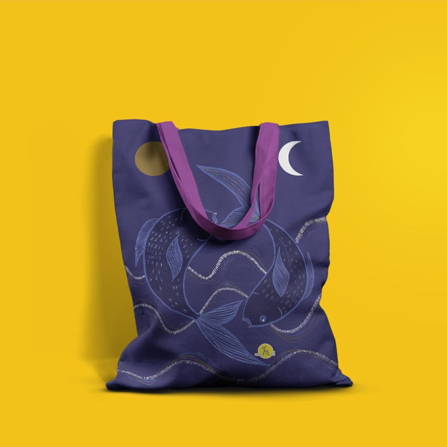 Geanta Handmade Tote Basic, Desen Abstract 2 Pesti, Multicolor, 43x37 cm fotografia produsului View 4 L
