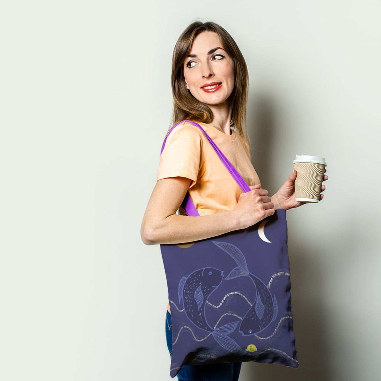 Geanta Handmade Tote Basic, Desen Abstract 2 Pesti, Multicolor, 43x37 cm fotografia produsului View 2 L