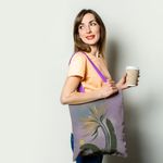 Geanta Handmade Tote Basic, Botanic Floare Neptuniana, Multicolor, 43x37 cm fotografia produsului View 2 S