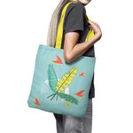 Geanta Handmade Tote Basic, Frunze de Bananier, Multicolor, 43x37 cm fotografia produsului View 6 S