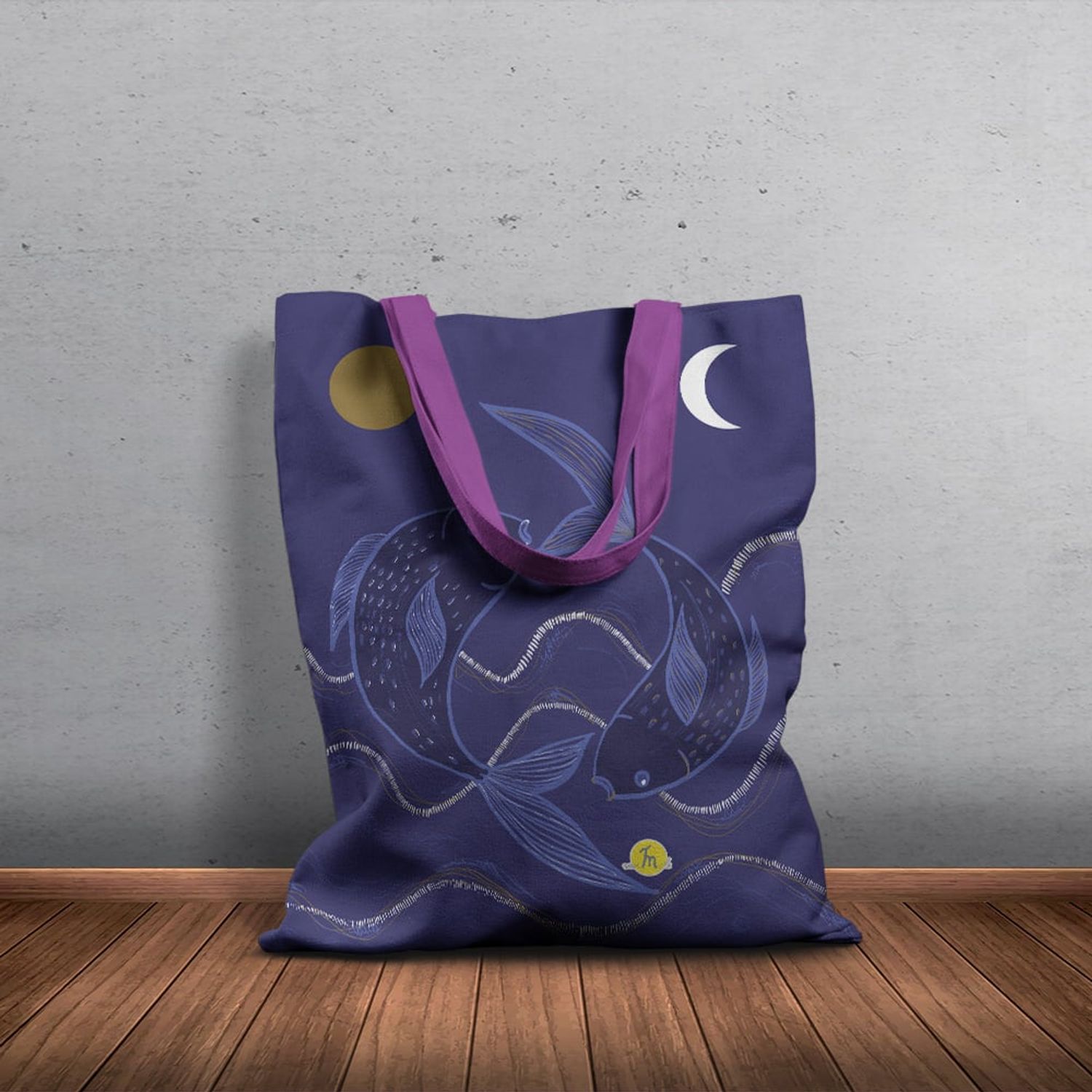 Geanta Handmade Tote Basic, Desen Abstract 2 Pesti, Multicolor, 43x37 cm fotografia produsului View 6 L