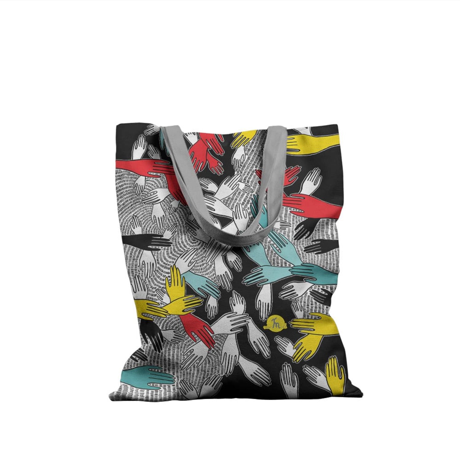 Geanta Handmade Tote Basic, Maini Mistice, Multicolor, 43x37 cm fotografia produsului