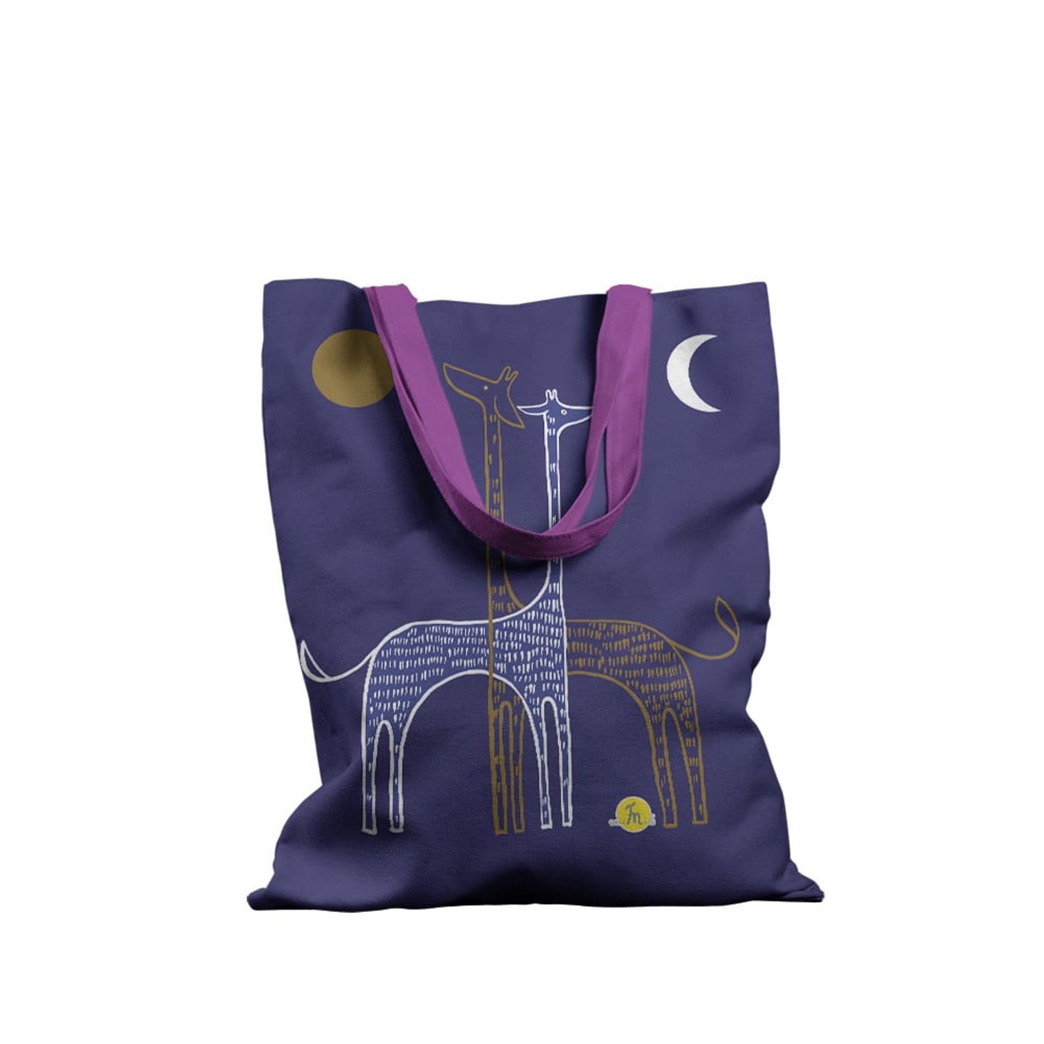 Geanta Handmade Tote Basic, Desen Abstract 2 Girafe, Multicolor, 43x37 cm fotografia produsului