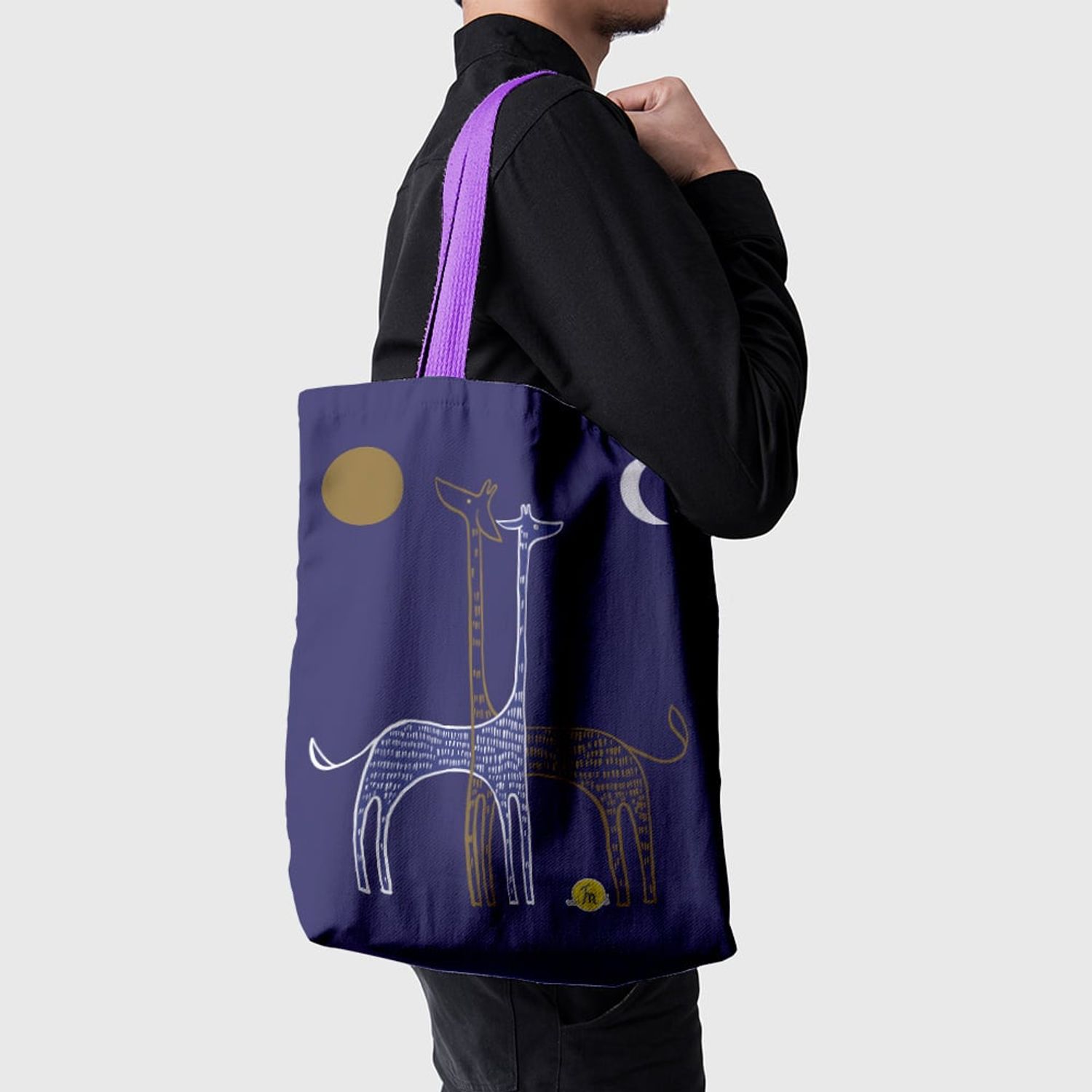 Geanta Handmade Tote Basic, Desen Abstract 2 Girafe, Multicolor, 43x37 cm fotografia produsului View 6 L