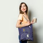 Geanta Handmade Tote Basic, Desen Abstract 2 Elefanti, Multicolor, 43x37 cm fotografia produsului View 2 S