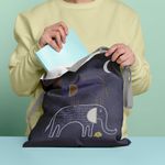 Geanta Handmade Tote Basic, Desen Abstract 2 Elefanti, Multicolor, 43x37 cm fotografia produsului View 5 S