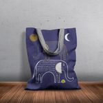 Geanta Handmade Tote Basic, Desen Abstract 2 Elefanti, Multicolor, 43x37 cm fotografia produsului View 6 S