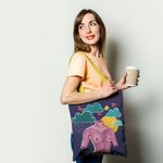 Geanta Handmade Tote Basic, Afrodita Bust, Nori si Ploaie, Multicolor, 43x37 cm fotografia produsului View 2 S
