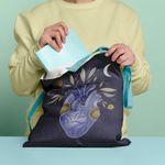 Geanta Handmade Tote Basic, Inima infloreste, Multicolor, 43x37 cm fotografia produsului View 4 S