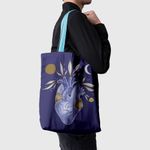 Geanta Handmade Tote Basic, Inima infloreste, Multicolor, 43x37 cm fotografia produsului View 5 S