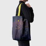 Geanta Handmade Tote Basic, Pasari Flori in Palma, Multicolor, 43x37 cm fotografia produsului View 3 S