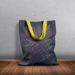 Geanta Handmade Tote Basic, Pasari Flori in Palma, Multicolor, 43x37 cm fotografia produsului View 5 S