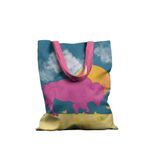 Geanta Handmade Tote Basic, Bivol Mov la Apus, Multicolor, 43x37 cm fotografia produsului