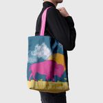 Geanta Handmade Tote Basic, Bivol Mov la Apus, Multicolor, 43x37 cm fotografia produsului View 3 S