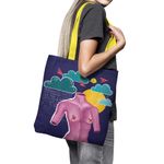 Geanta Handmade Tote Basic, Afrodita Bust, Nori si Ploaie, Multicolor, 43x37 cm fotografia produsului View 6 S