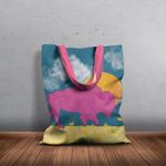 Geanta Handmade Tote Basic, Bivol Mov la Apus, Multicolor, 43x37 cm fotografia produsului View 6 S
