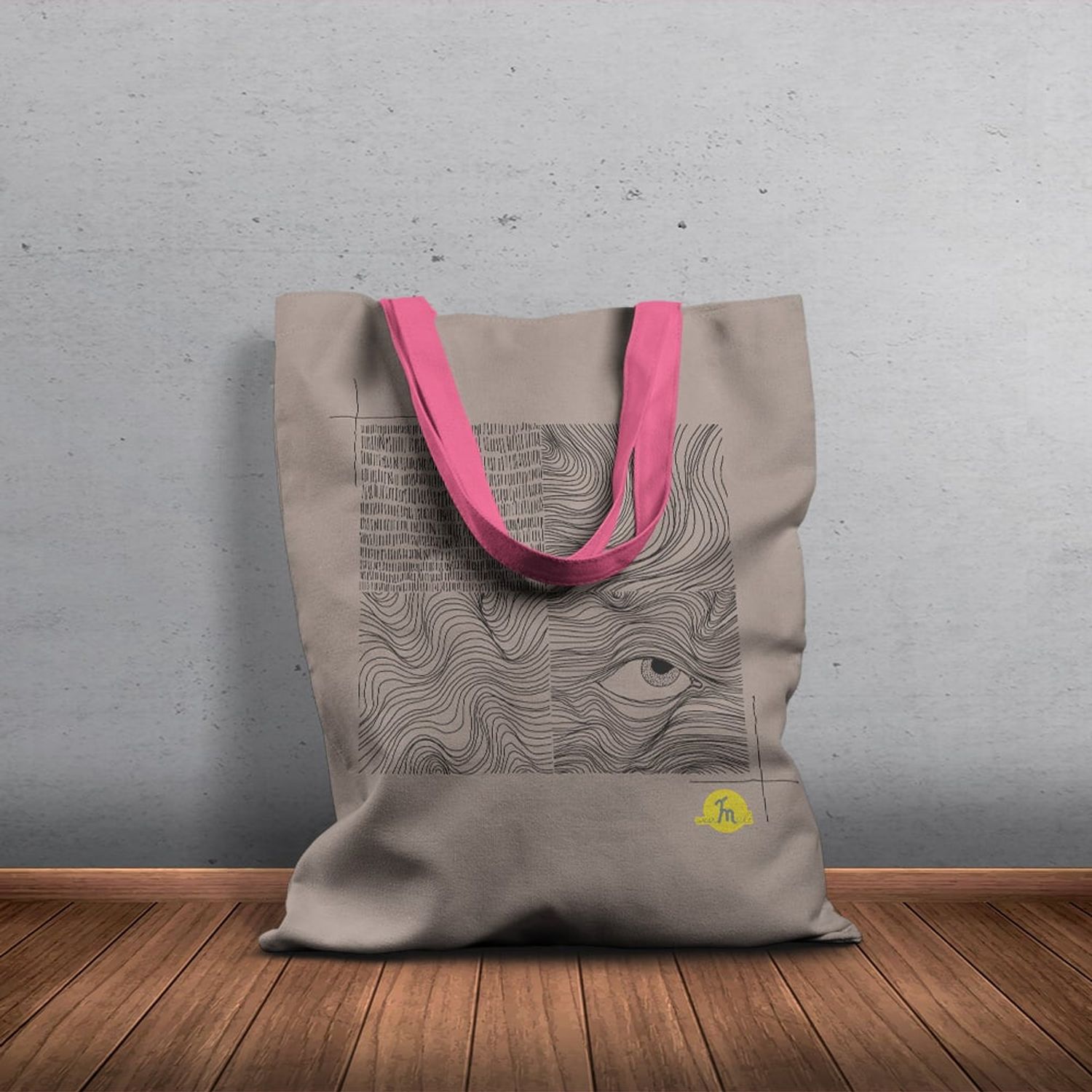Geanta Handmade Tote Basic, Schita in 4 Cadre, Multicolor, 43x37 cm fotografia produsului View 6 L