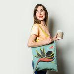 Geanta Handmade Tote Basic, Floarea Pasarea Paradisului, Multicolor, 43x37 cm fotografia produsului View 2 S