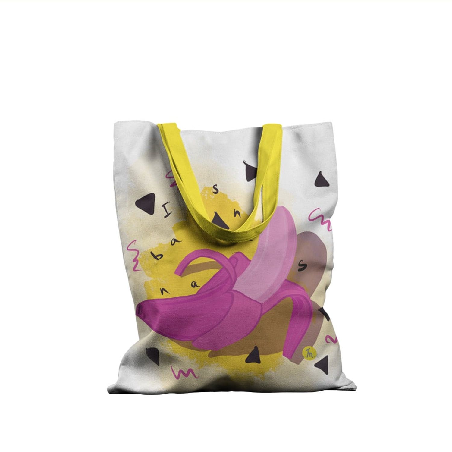 Geanta Handmade Tote Basic, Banana Roz, Multicolor, 43x37 cm fotografia produsului