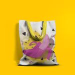 Geanta Handmade Tote Basic, Banana Roz, Multicolor, 43x37 cm fotografia produsului View 4 S