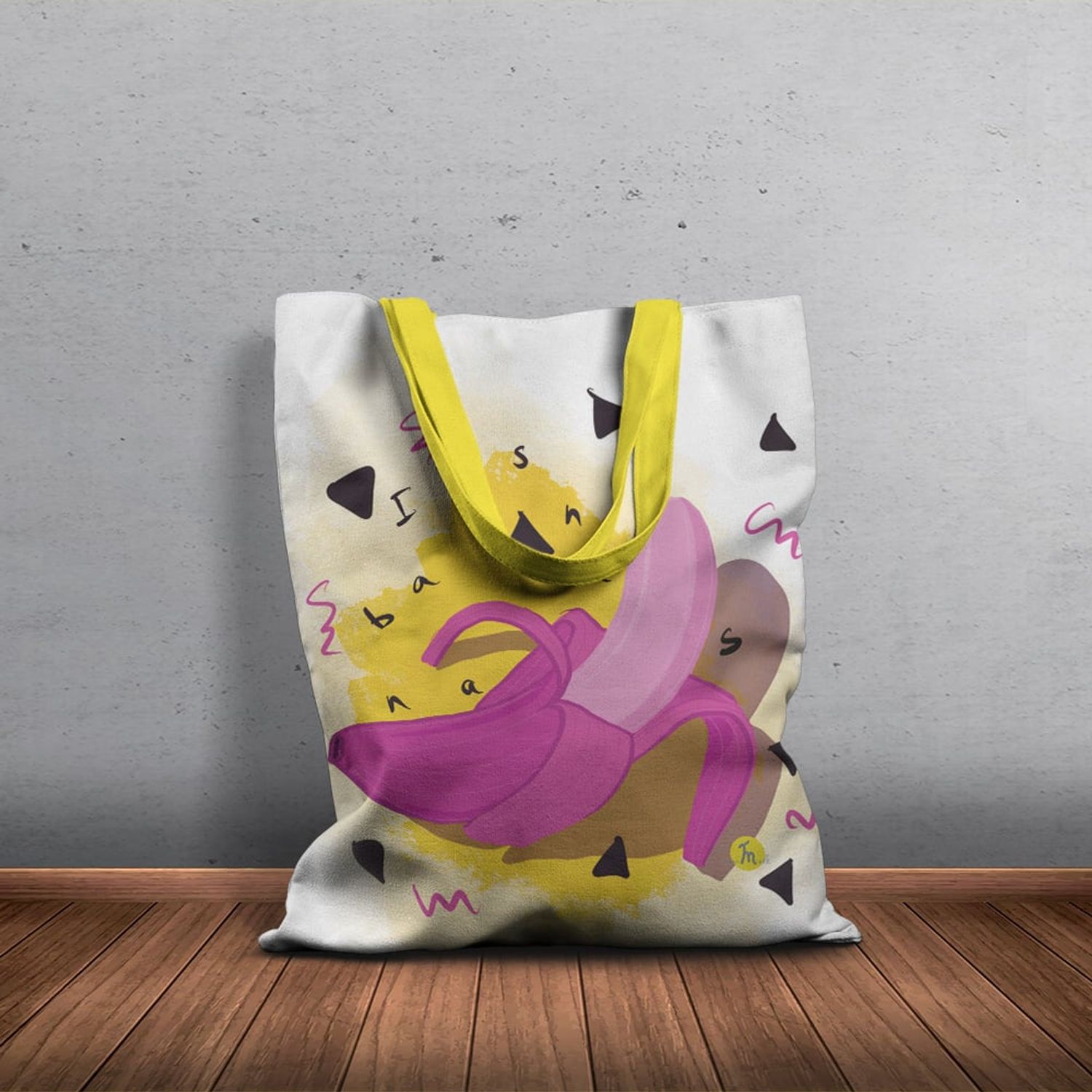 Geanta Handmade Tote Basic, Banana Roz, Multicolor, 43x37 cm fotografia produsului View 5 L