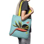 Geanta Handmade Tote Basic, Floarea Pasarea Paradisului, Multicolor, 43x37 cm fotografia produsului View 6 S