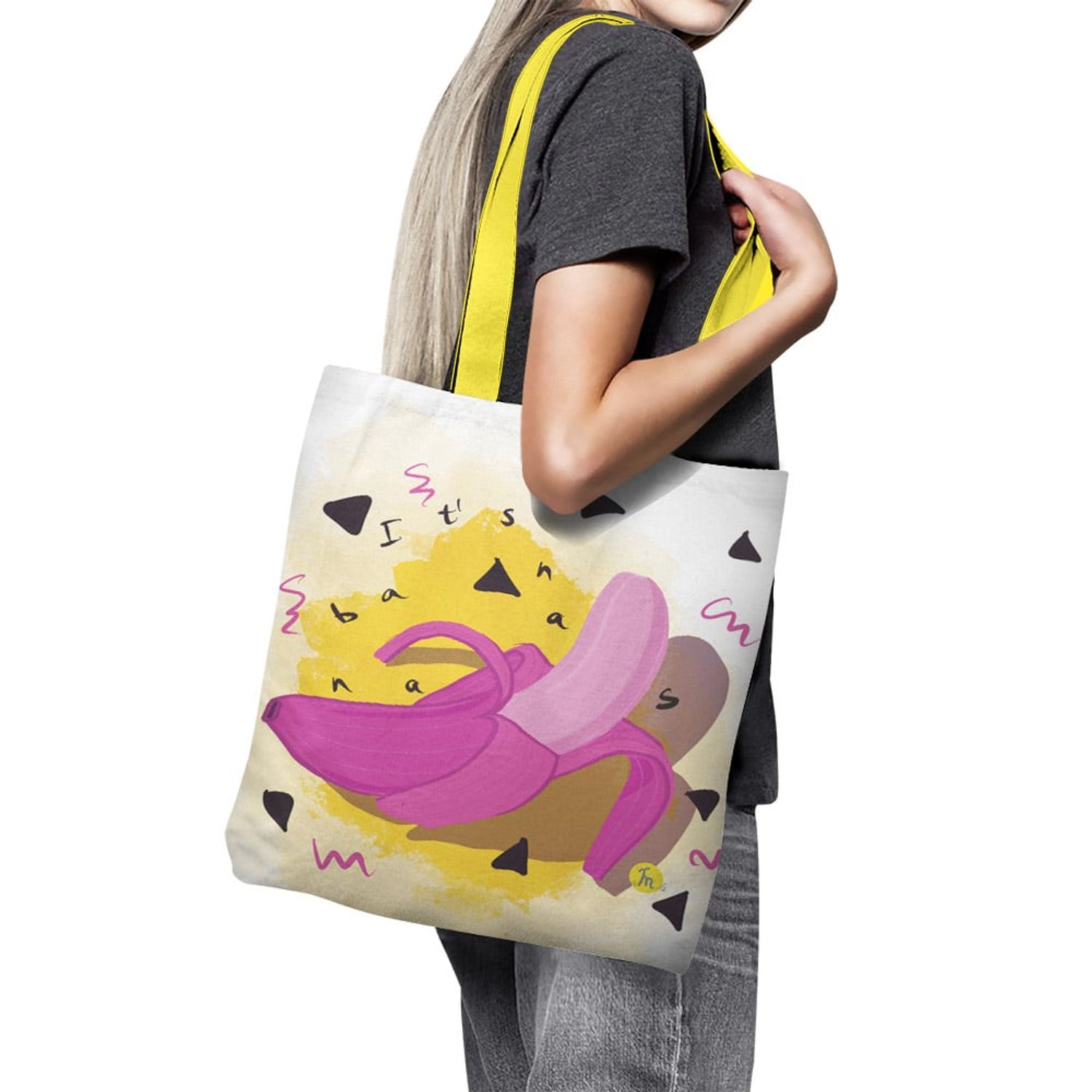 Geanta Handmade Tote Basic, Banana Roz, Multicolor, 43x37 cm fotografia produsului View 6 L