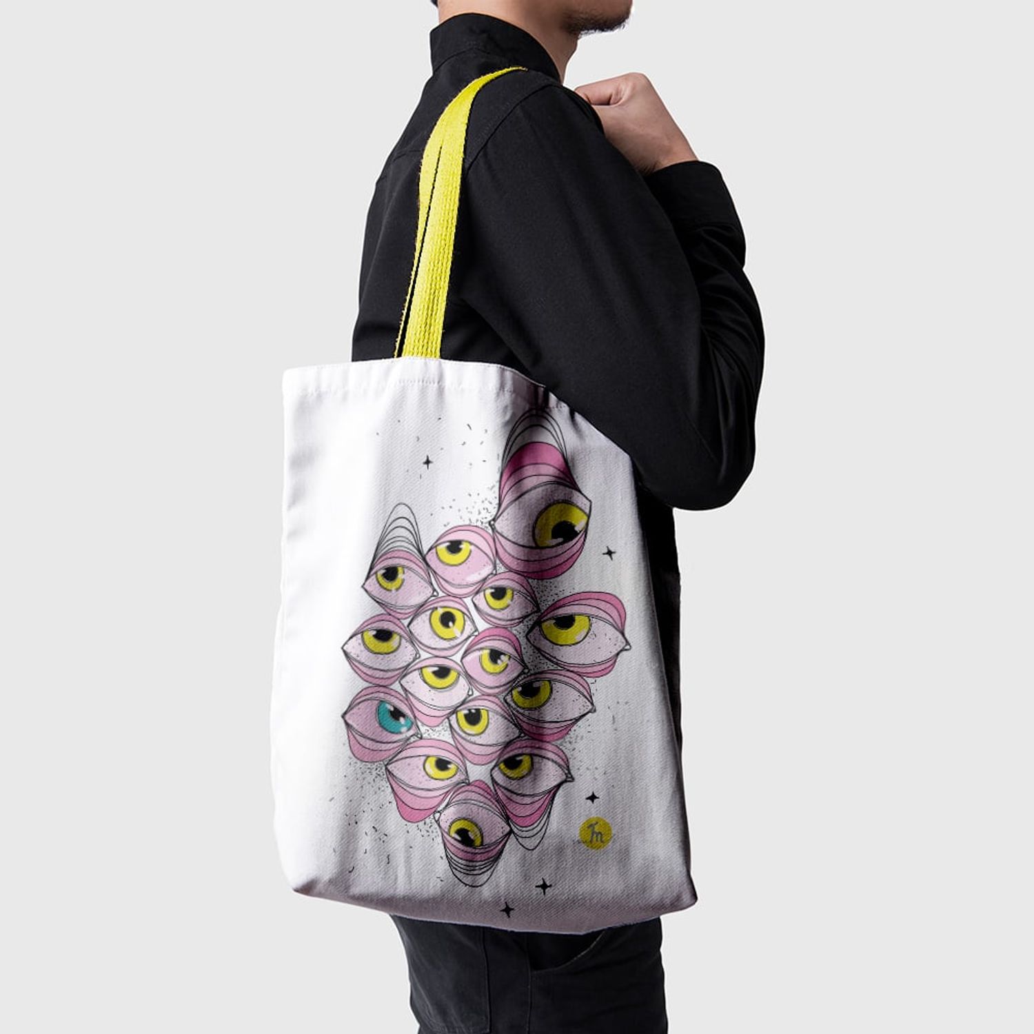 Geanta Handmade Tote Basic, Toti Ochii pe Tine, Multicolor, 43x37 cm fotografia produsului View 6 L