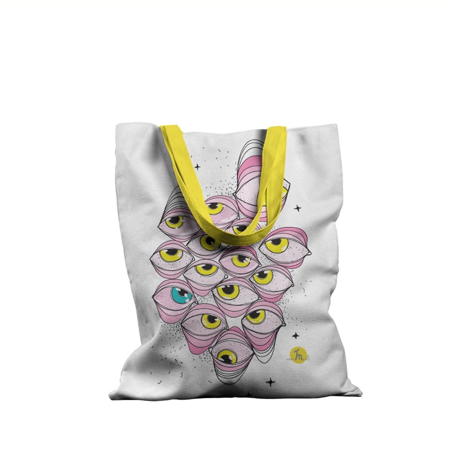 Geanta Handmade Tote Basic, Toti Ochii pe Tine, Multicolor, 43x37 cm fotografia produsului