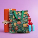 Geanta Handmade Tote Basic, Globuri si Cadouri de Craciun, Multicolor, 43x37 cm fotografia produsului View 6 S
