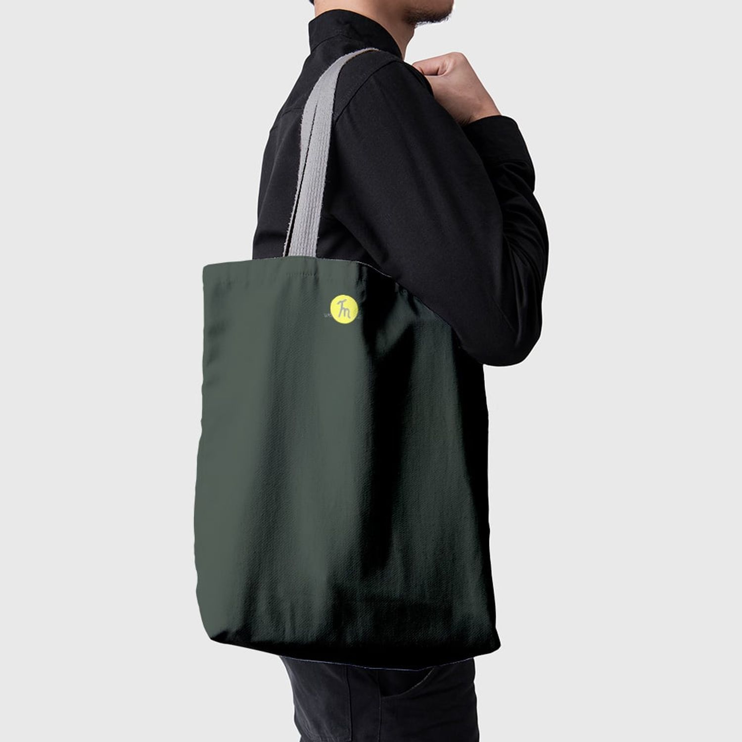 Geanta Handmade Tote Basic, Mulewear, Gri Verzuliu, 43x37 cm fotografia produsului View 4 L