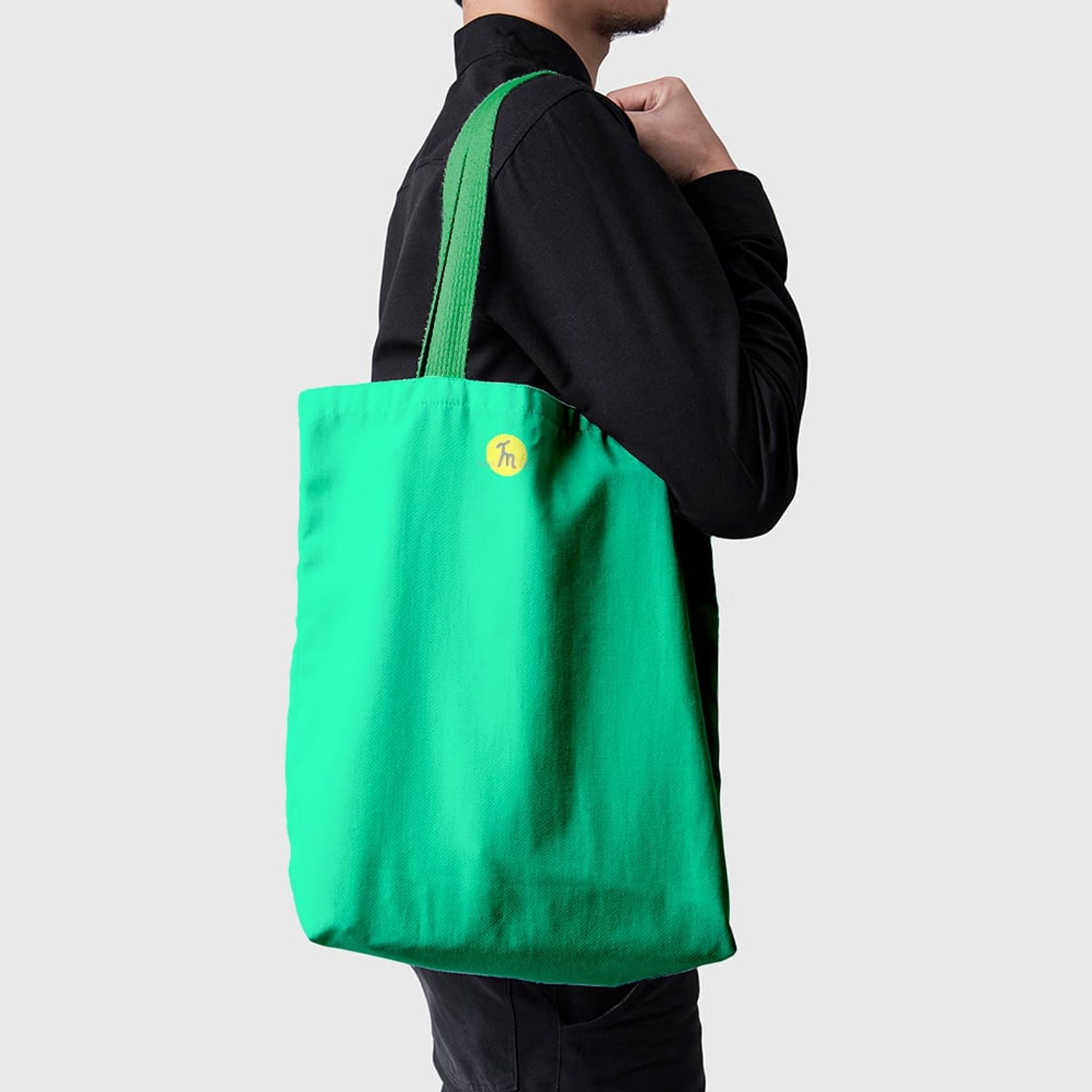 Geanta Handmade Tote Basic, Mulewear, Verde Crud, 43x37 cm fotografia produsului View 3 L