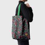 Geanta Handmade Tote Basic, Pattern cu Plante si Flori, Multicolor, 43x37 cm fotografia produsului View 4 S