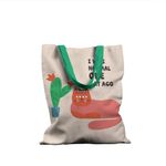 Geanta Handmade Tote Basic, Pisica si Cactus, Multicolor, 43x37 cm fotografia produsului