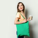 Geanta Handmade Tote Basic, Mulewear, Verde Crud, 43x37 cm fotografia produsului View 2 S